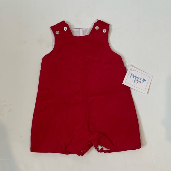 NWT Bailey Boys Size 3M Red Corduroy Jon Jon Set - Picture 3 of 6